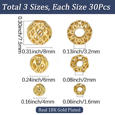 90Pcs 3 Styles Brass Beads KK-SC0007-94-1