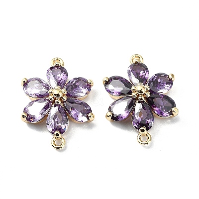 Brass Pave Medium Orchid Cubic Zirconia Connector Charms FIND-Z029-03G-1