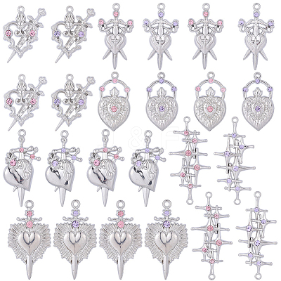 24Pcs 12 Styles Alloy Rhinestone Connector Charms FIND-SC0022-21A-1