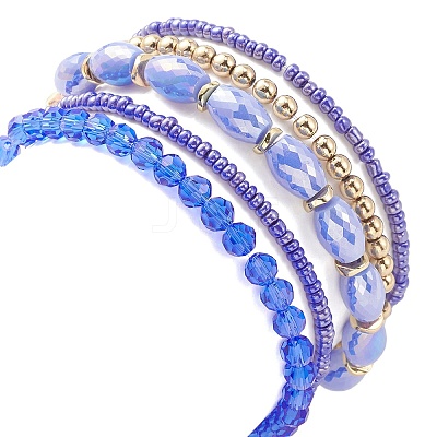 5Pcs 5 Style Glass & Lampwork Evil Eye Stretch Bracelets Set BJEW-JB09619-05-1