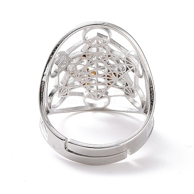 Non-Tarnish 304 Stainless Steel Star of David Adjustable Ring RJEW-P037-05P-1