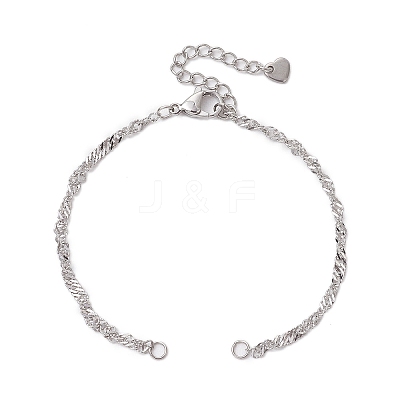 2Pcs 2 Colors 304 Stainless Steel Singapore Chain Bracelet Makings AJEW-JB01322-1