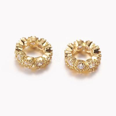 Brass Cubic Zirconia European Beads ZIRC-F001-109G-1