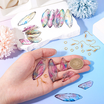 DIY Epoxy Resin Wing Pendants Dangle Earring Making Kits DIY-TA0012-37-1