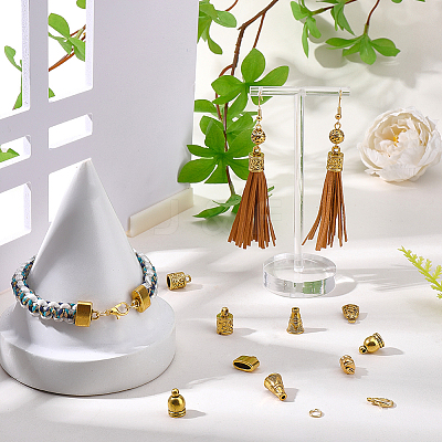 80Pcs 8 Styles Tibetan Style Alloy Cord Ends FIND-SC0022-17-1