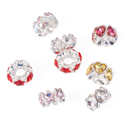 8Pcs 2 Styles Alloy Rhinestone European Beads FIND-TA0010-84-1