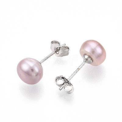 Pearl Ball Stud Earrings EJEW-Q701-01B-02-1