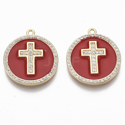 Brass Micro Pave Cubic Zirconia Pendants KK-R130-035-02G-NF-1