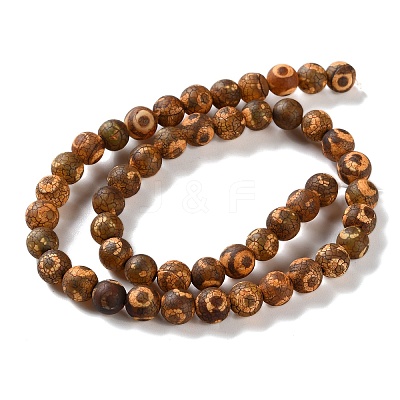 Dyed & Heated Tibetan Style dZi Beads Strands G-P564-A01-01B-1