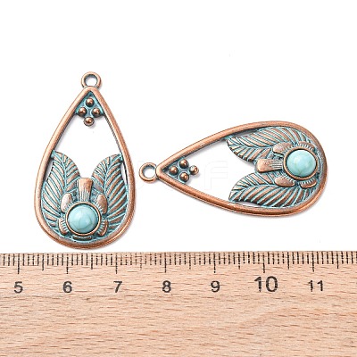 Alloy with Synthetic Turquoise Pendants FIND-B055-01I-1