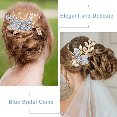 Bridal Alloy Rhinestone Hair Combs & Hair Forks Set PHAR-WH0015-06G-1
