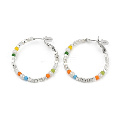 Brass Hoop Earrings EJEW-Q391-34P-1