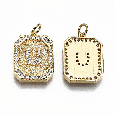 Brass Micro Pave Clear Cubic Zirconia Pendants KK-S356-234U-G-NF-1