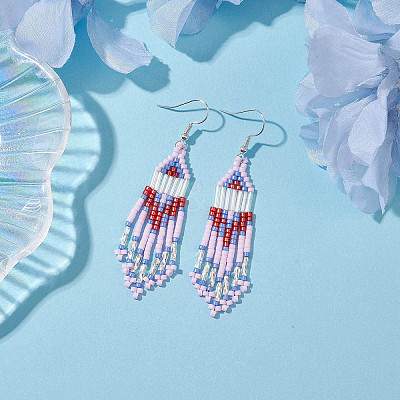 Iron with Glass Dangle Stud Earring EJEW-MZ00184-1