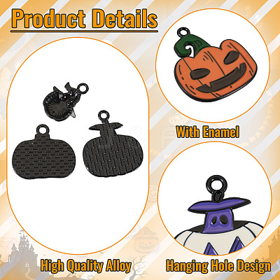 36Pcs 12 Styles Halloween Alloy Enamel Pendants ENAM-TA0003-51-1