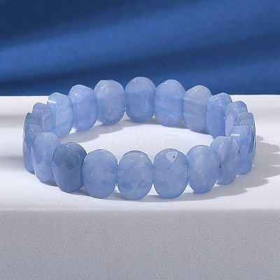 Oval Natural Malaysia Jade Beaded Stretch Bracelets G-P589-02A-01-1