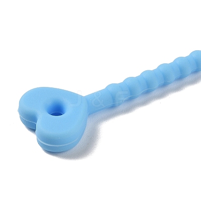 Heart Shape Silicone Cable Zip Ties AJEW-C034-02C-1