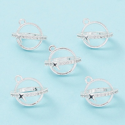 Rack Plating Brass Pave Clear Cubic Zirconia Bead Cage Pendants KK-G464-10S-1