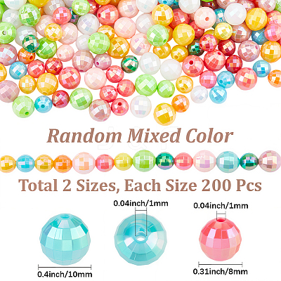 400Pcs 2 Styles Plating Eco-Friendly Poly Styrene Acrylic Beads OACR-PA0001-68-1