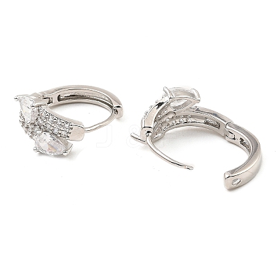 Brass Micro Pave Cubic Zirconia Hoop Earrings EJEW-D078-07P-1