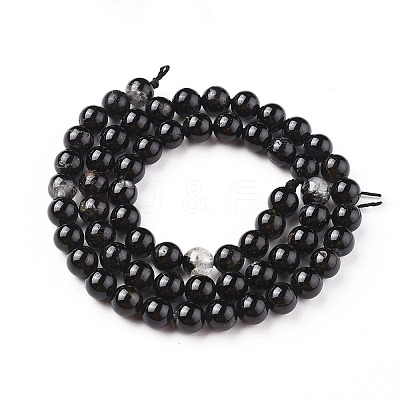 Natural Black Tourmaline Beads Strands X-G-F666-05-6mm-1