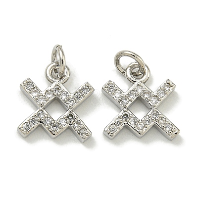 Rack Plating Brass Micro Pave Cubic Zirconia Pendants KK-K386-02F-P-1