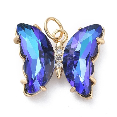 Brass Micro Pave Clear Cubic Zirconia Pendant ZIRC-P079-B02-M-1