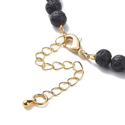 Natural Lava Rock & Gemstone Heart Beaded Necklace NJEW-JN03996-1