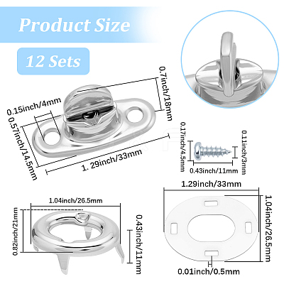 12 Sets Iron Purse Twist Locks DIY-CP0013-76-1
