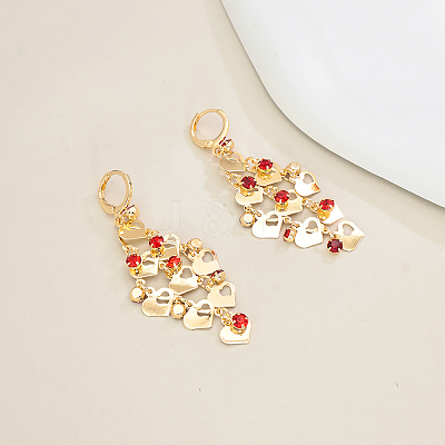 Brass Heart Tassel Hoop Earrings IA3670-1