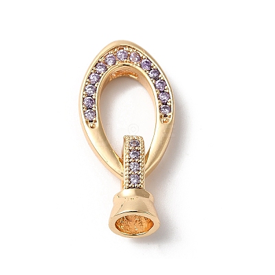 Brass Micro Pave Clear Cubic Zirconia Fold Over Clasps KK-C062-040G-02-1