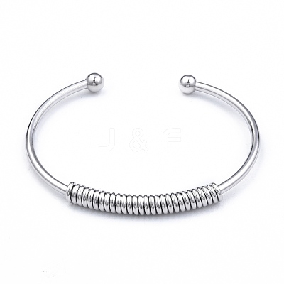 Non-Tarnish 304 Stainless Steel Open Cuff Bangle for Girl Women BJEW-N013-008P-1