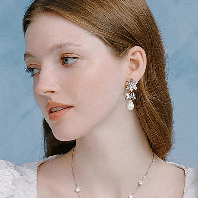 2 Pairs 2 Colors Brass Micro Pave 3A Clear Cubic Zirconia Clip-on Earrings EJEW-BBC0001-59-1