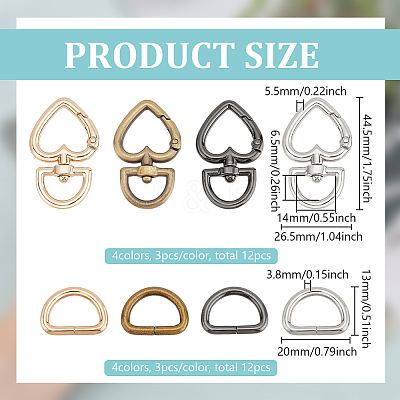 24Pcs 8 Styles Iron D Ring DIY-PH0028-85-1