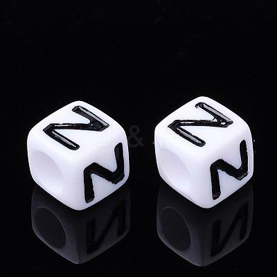 Acrylic Horizontal Hole Letter Beads PL37C9129-N-1