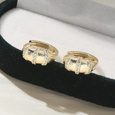 Brass Clear Cubic Zirconia Hoop Earrings EJEW-Q014-21G-1
