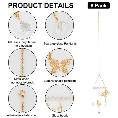 3Pcs 3 Styles Crystal Glass Teardrop Suncatchers Prisms Car Hanging Pendant Decorations HJEW-PH01676-1