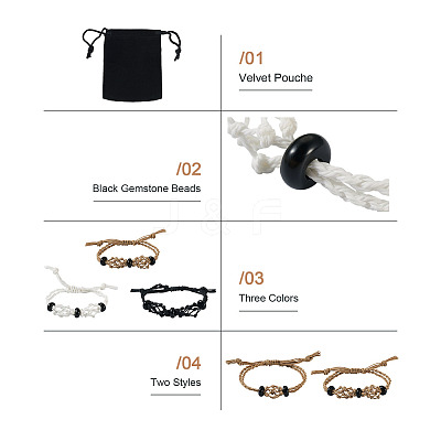 6Pcs Adjustable Braided Waxed Polyester Cord Macrame Pouch Bracelet Making BJEW-FW0001-04-1