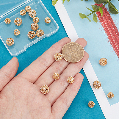 20Pcs 2 Style Brass Hollow Beads KK-PH0009-41-1