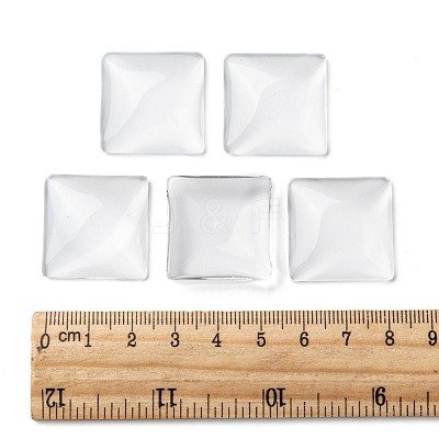Transparent Glass Square Cabochons X-GGLA-A001-25mm-1