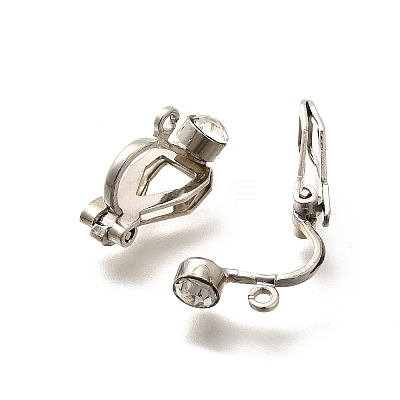 316 Surgical Stainless Steel Rhinestone Clip-on Earring Settings STAS-F311-13P-1