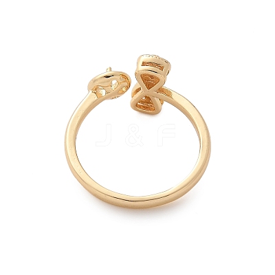 Bowknot Brass Micro Pave Cubic Zirconia Cuff Ring Setting KK-A244-01B-G-1