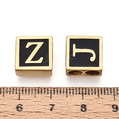 26Pcs 26 Styles 304 Stainless Steel Black Enamel Square Spacer Bars STAS-T073-58G-1