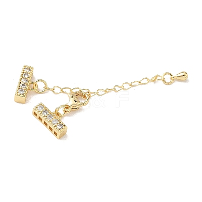 Brass Micro Pave Clear Cubic Zirconia Chain Extender LS-KK-G536-16G-1