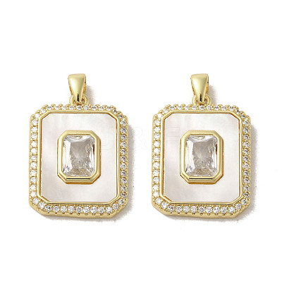 Brass Micro Pave Clear Cubic Zirconia Pendants KK-I708-02D-G-1