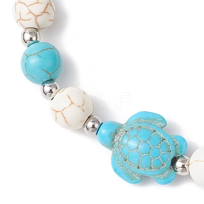 2Pcs Synthetic Turquoise Beaded Stretch Bracelets BJEW-TA00630-1