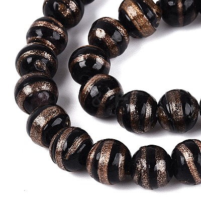 Handmade Gold Sand Lampwork Beads Strands LAMP-Q041-10A-1