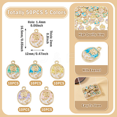 50Pcs 5 Colors Alloy Pendants ENAM-TA0003-93G-1