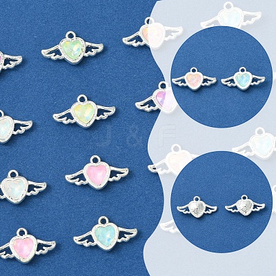14Pcs 7 Colors Rack Plating Alloy Rhinestones Pendants FIND-FS0003-19-1