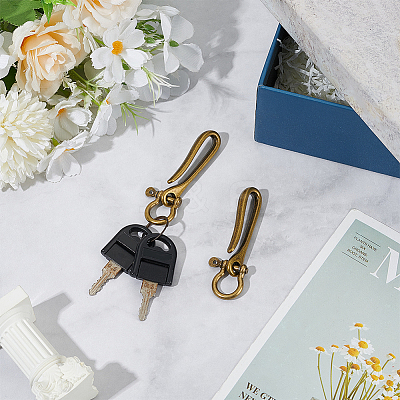 2Pcs Alloy Shackle Clasps with S Hook Clasps FIND-WR0012-20AB-1